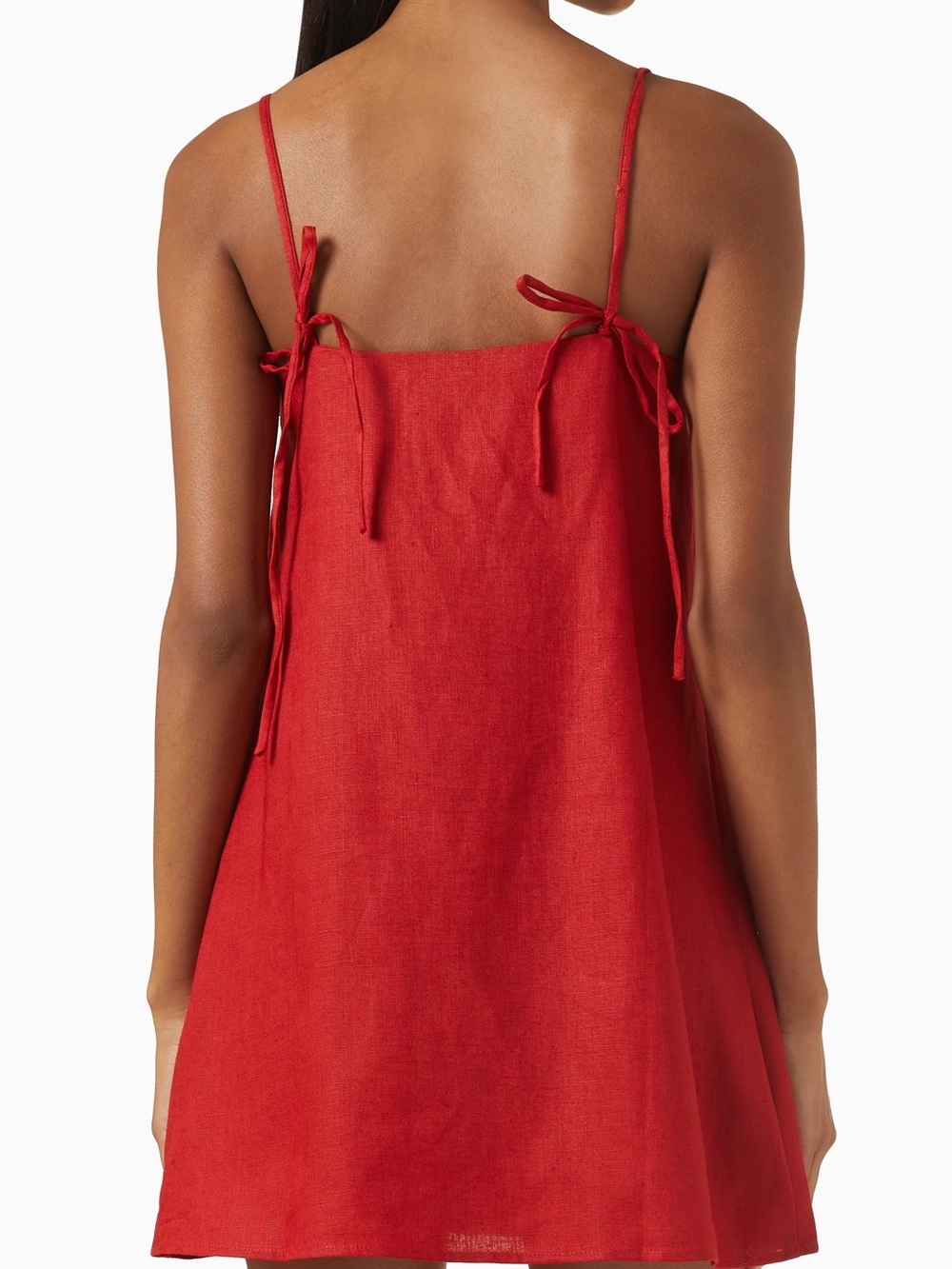 Reformation Aubree Linen Dress Sun-dried Tomato Red Large